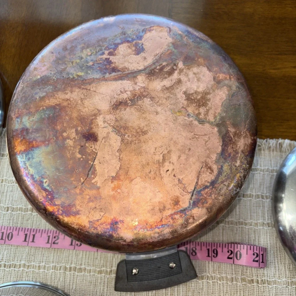 VTG 6 Pc Set Copper Bottom Revere Wear 2,3,4 Qt With Kids
